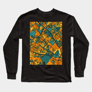 Irvine Map Pattern in Orange & Teal Long Sleeve T-Shirt